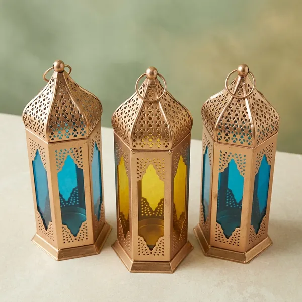 Metal_Glass_Moroccan_Hexagonal_Coloured_Glass_Lantern
