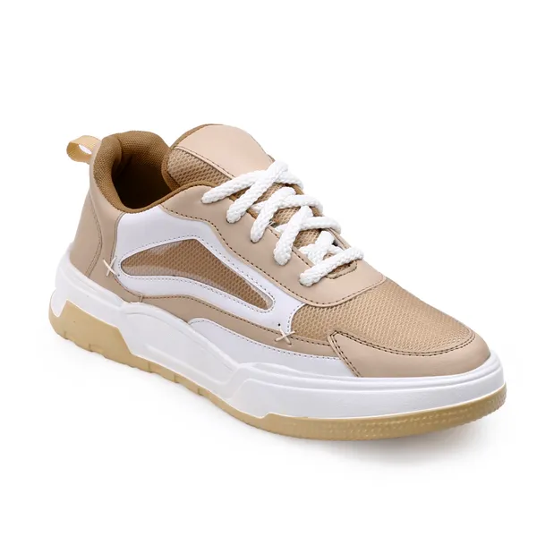 Cream_Synthetic_Leather_Sports_Shoes_For_Men
