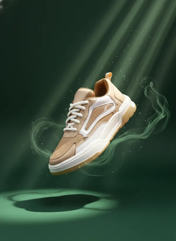 Cream_Synthetic_Leather_Sports_Shoes_For_Men
