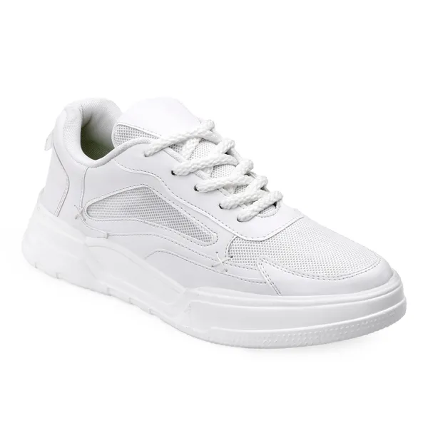 White_Synthetic_Leather_Sports_Shoes_For_Men