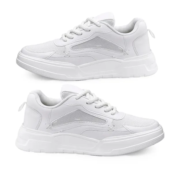 White_Synthetic_Leather_Sports_Shoes_For_Men