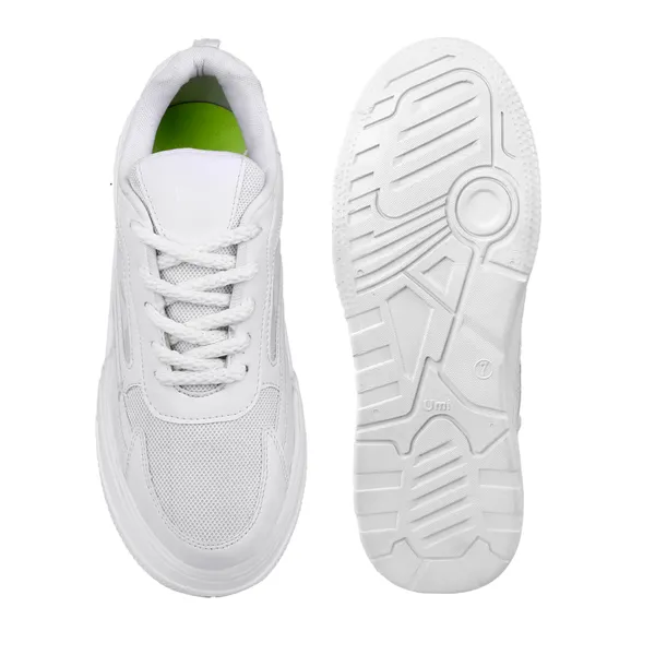 White_Synthetic_Leather_Sports_Shoes_For_Men