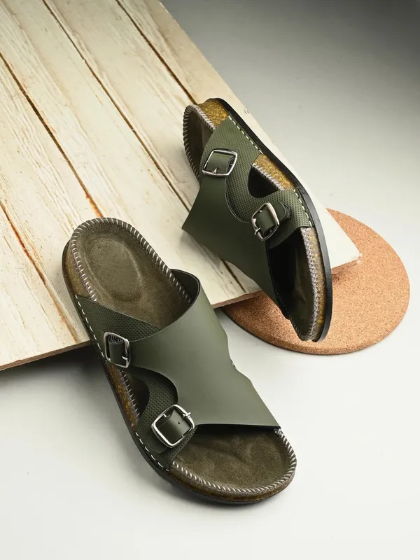 Olive_Synthetic_Leather_Slipper_For_Men