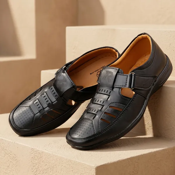 Black_Synthetic_Leather_Sandal_For_Men