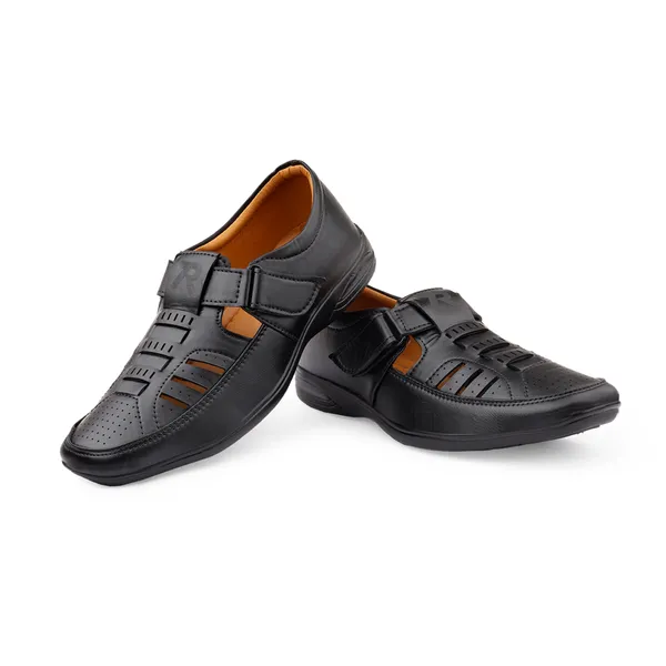 Black_Synthetic_Leather_Sandal_For_Men