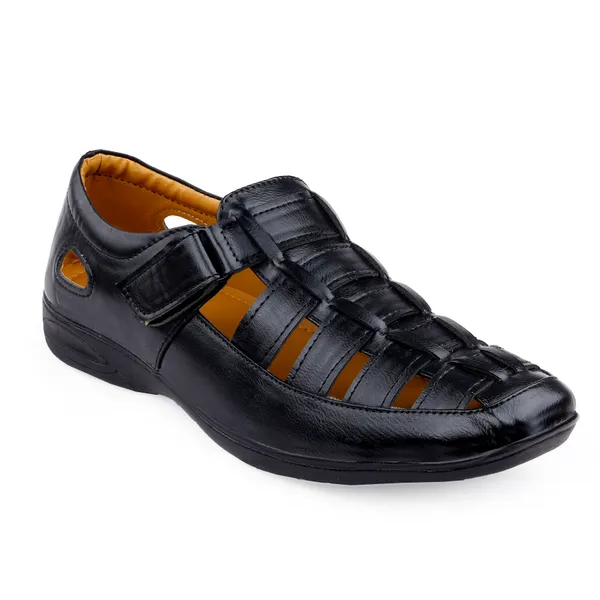Black_Synthetic_Leather_Sandal_For_Men