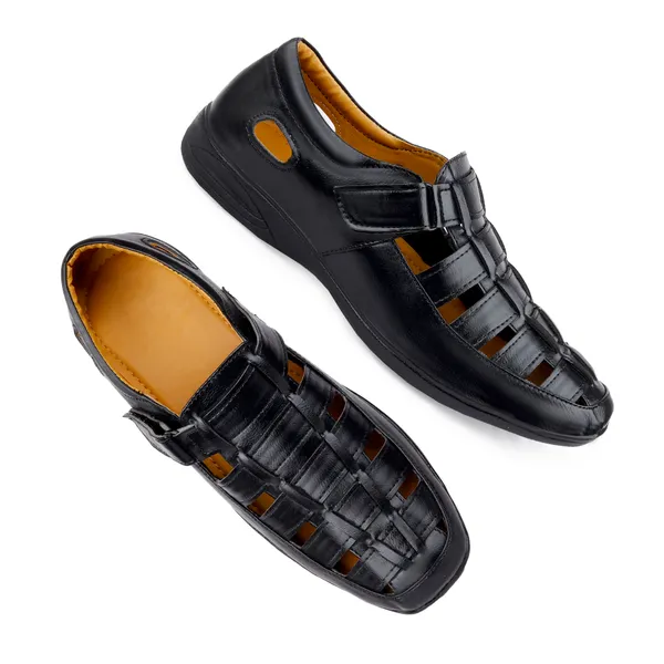 Black_Synthetic_Leather_Sandal_For_Men