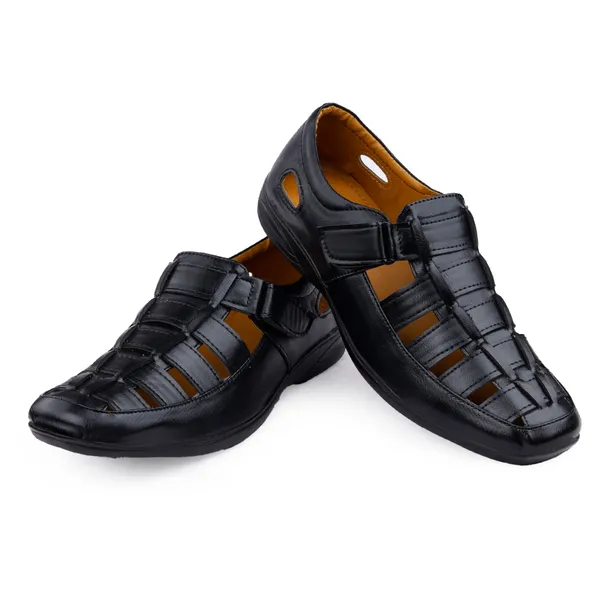 Black_Synthetic_Leather_Sandal_For_Men