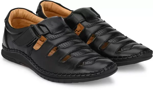 Black_Synthetic_Leather_Sandal_For_Men