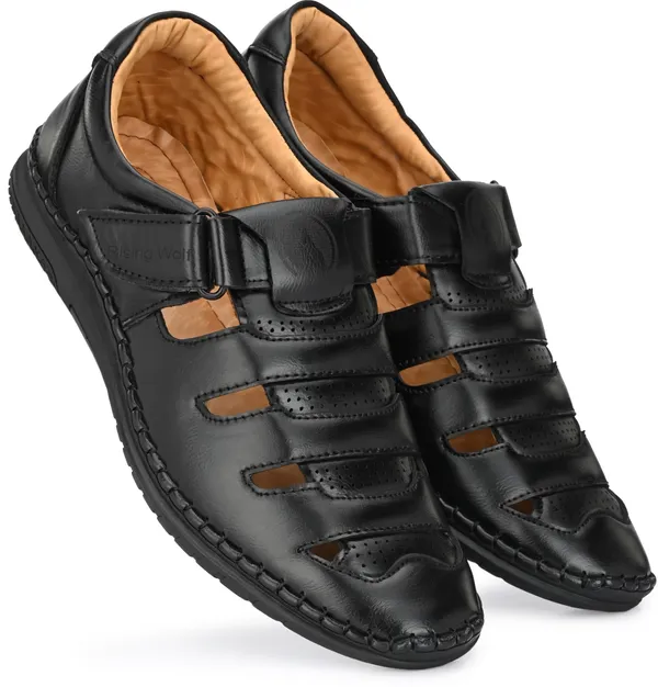 Black_Synthetic_Leather_Sandal_For_Men