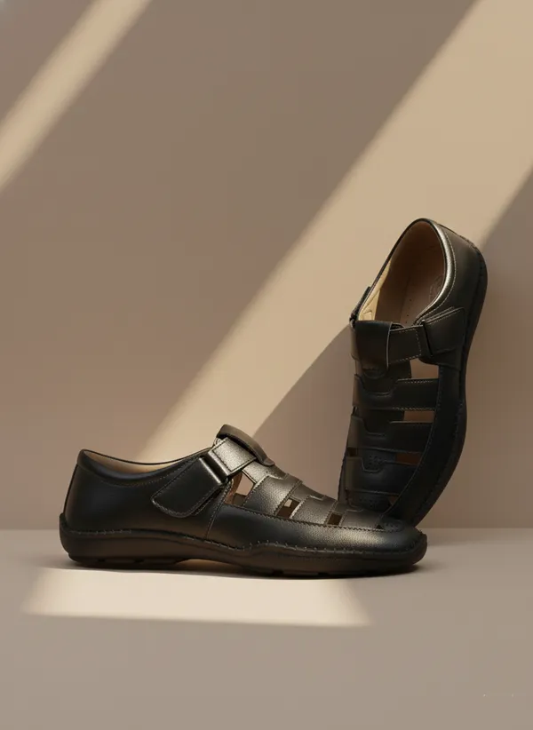 Black_Synthetic_Leather_Sandal_For_Men