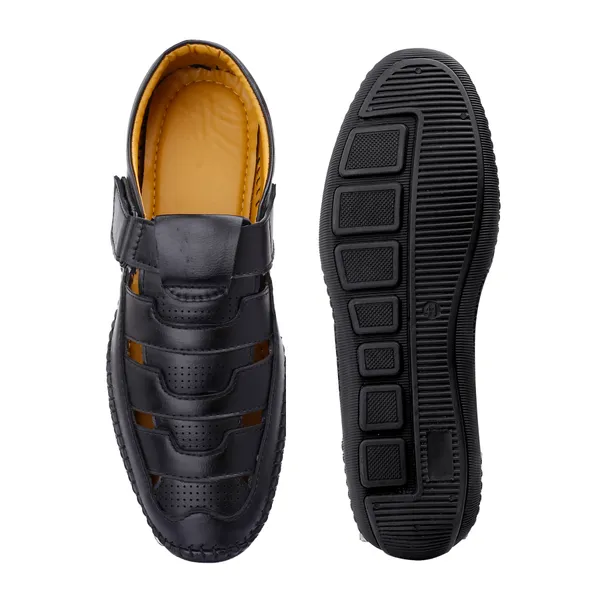 Black_Synthetic_Leather_Sandal_For_Men