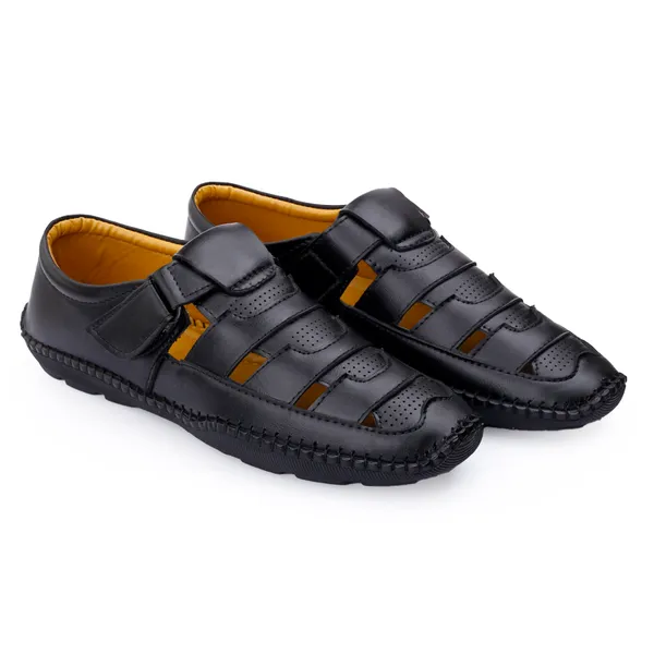 Black_Synthetic_Leather_Sandal_For_Men