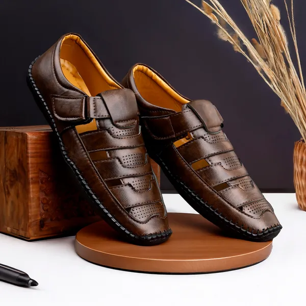 Brown_Synthetic_Leather_Sandal_For_Men