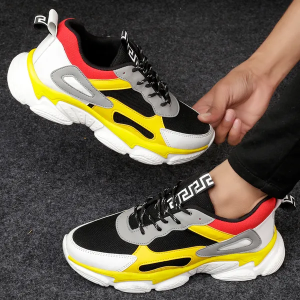 Yellow_Mesh_Sports_Shoes_For_Men