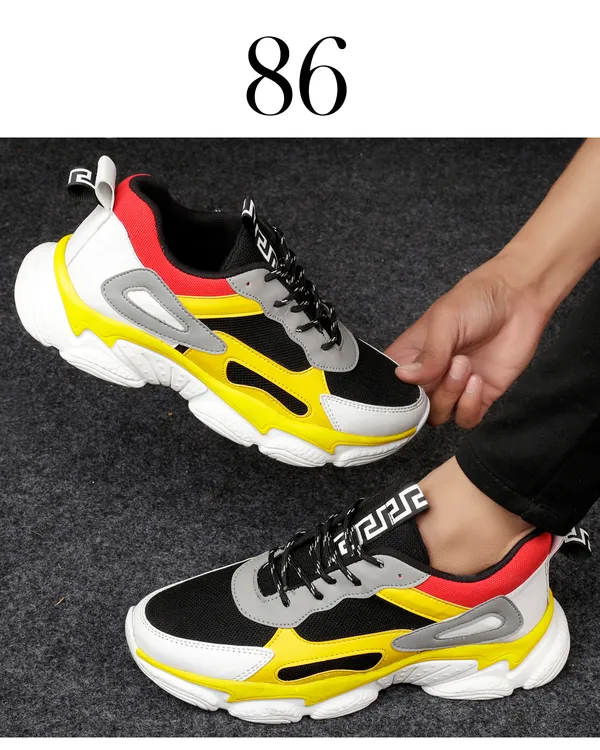Yellow_Mesh_Sports_Shoes_For_Men