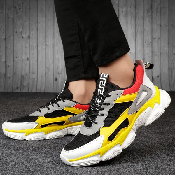 Yellow_Mesh_Sports_Shoes_For_Men