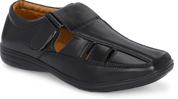 Black_Synthetic_Leather_Sandal_For_Men