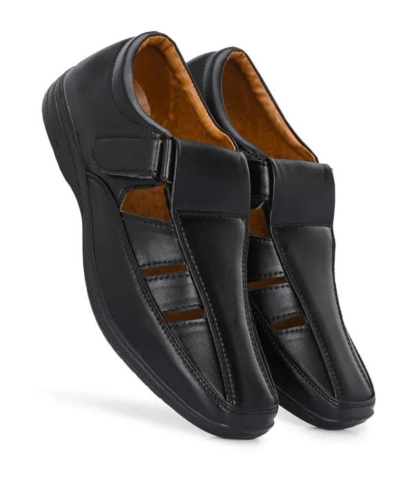 Black_Synthetic_Leather_Sandal_For_Men