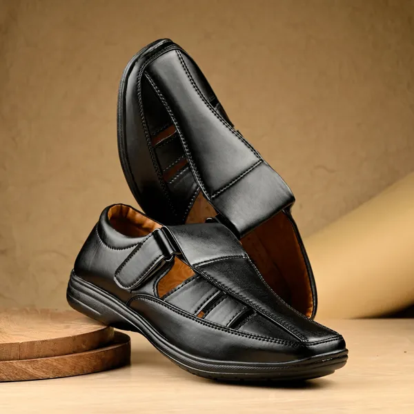 Black_Synthetic_Leather_Sandal_For_Men