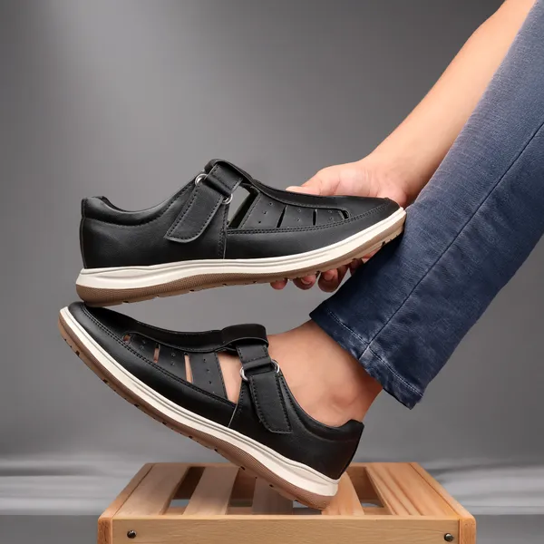 Black_Synthetic_Leather_Sandal_For_Men