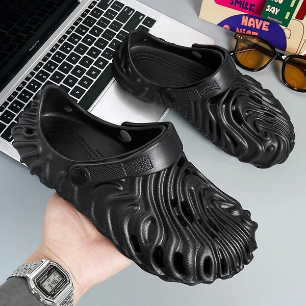 Black_Synthetic_Leather_Crocs_For_Men