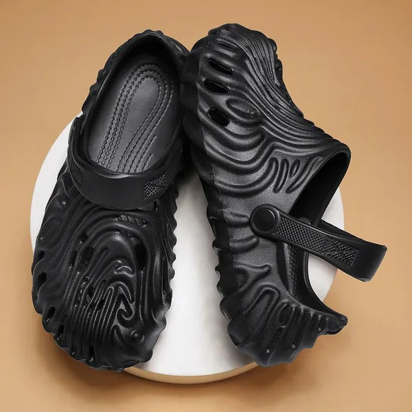 Black_Synthetic_Leather_Crocs_For_Men