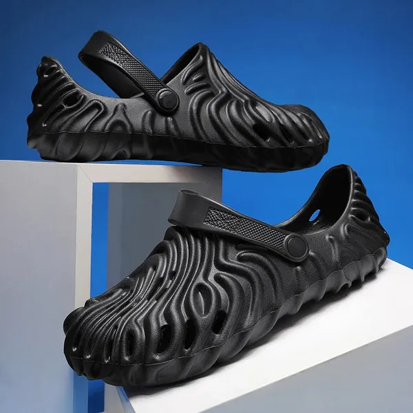 Black_Synthetic_Leather_Crocs_For_Men