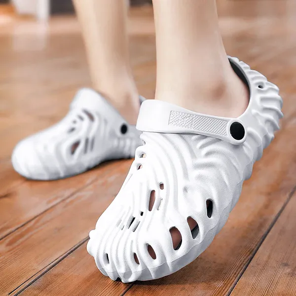 White_Synthetic_Leather_Crocs_For_Men