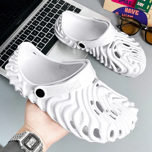 White_Synthetic_Leather_Crocs_For_Men