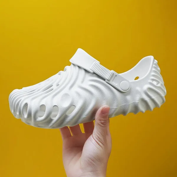 White_Synthetic_Leather_Crocs_For_Men