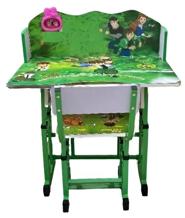 Mlu_Kids_Study_Table_And_Chair_Set_Children_Table_And_Chair_Height_Adjustable_Wooden_Baby_Desk_Green