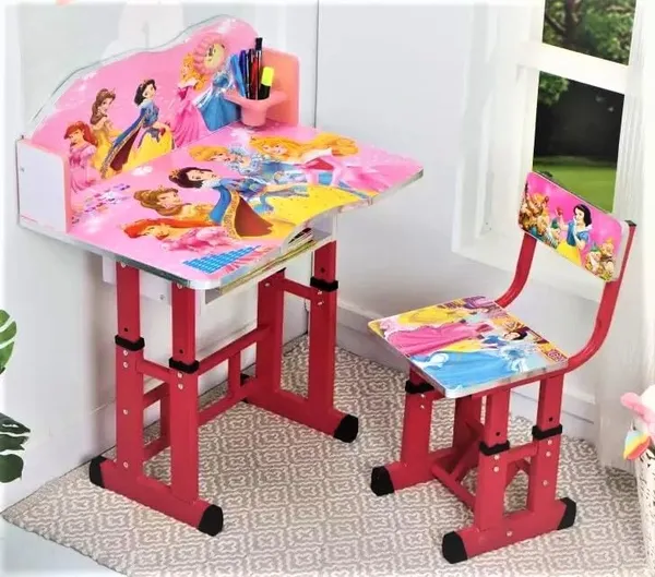 Mlu_Kids_Study_Table_And_Chair_Set_Height_Adjustable_Wooden_Baby_Desk_For_Ages_2_11_Pink