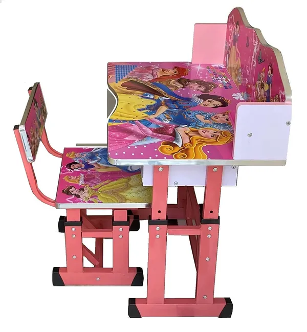 Mlu_Kids_Study_Table_And_Chair_Set_Height_Adjustable_Pink_Mdf_Multifunctional_Baby_Desk_Chair