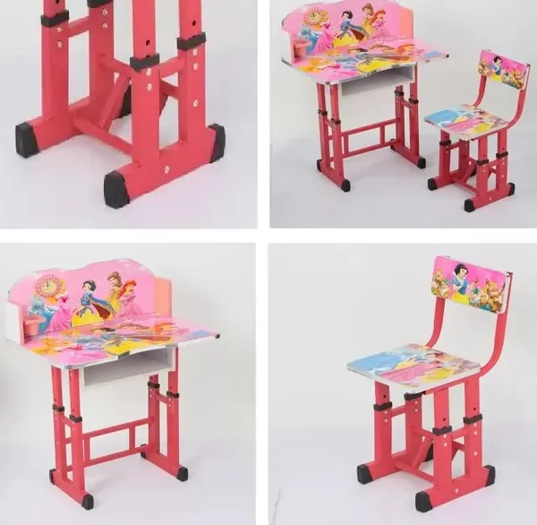 Mlu_Kids_Study_Table_And_Chair_Set_Height_Adjustable_Pink_Mdf_Multifunctional_Baby_Desk_Chair