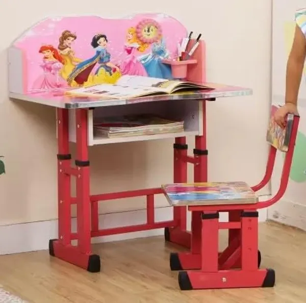 Mlu_Kids_Study_Table_And_Chair_Set_Height_Adjustable_Pink_Mdf_Multifunctional_Baby_Desk_Chair