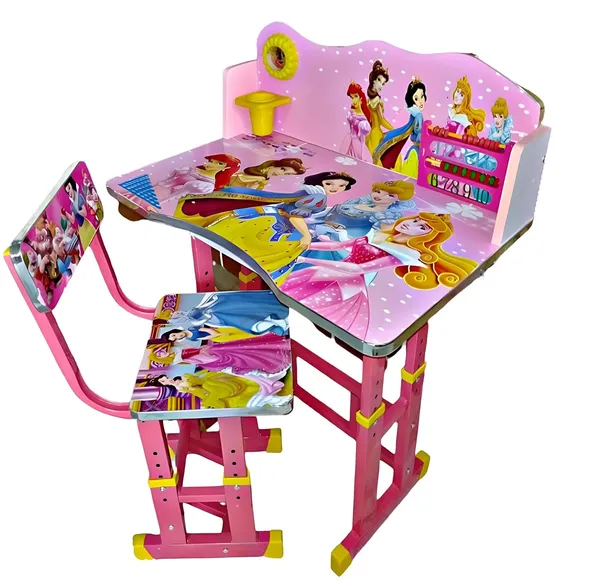 Mlu_Kids_Study_Table_And_Chair_Set_Height_Adjustable_Pink_Mdf_Multifunctional_Baby_Desk_Chair