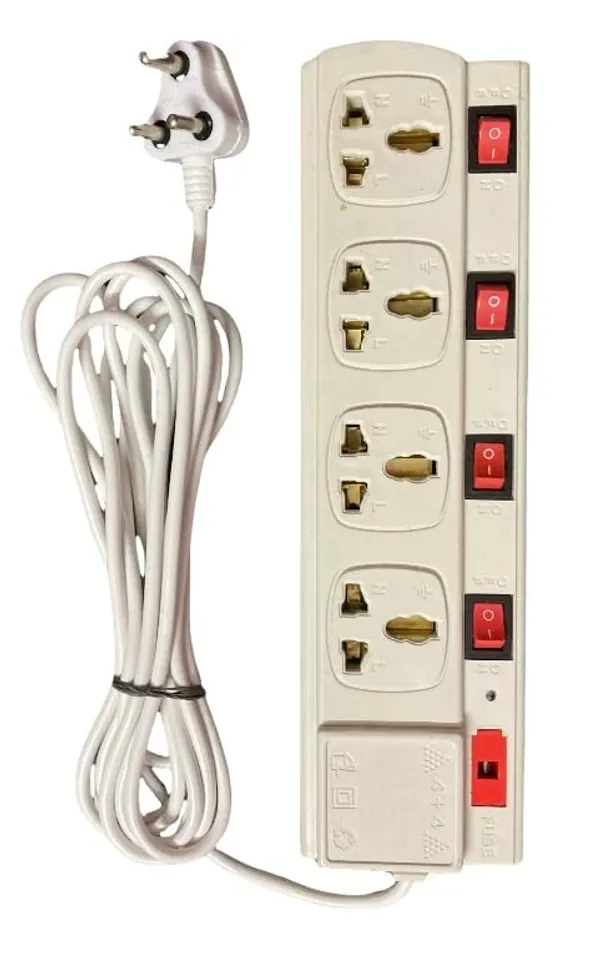 Mlu_5_Amp_Extention_Strip_Board_Outlet_2_4_4_Universal_Sockets_And_Switches_Fuse_And_Indicator_With_4_Yard_Cord