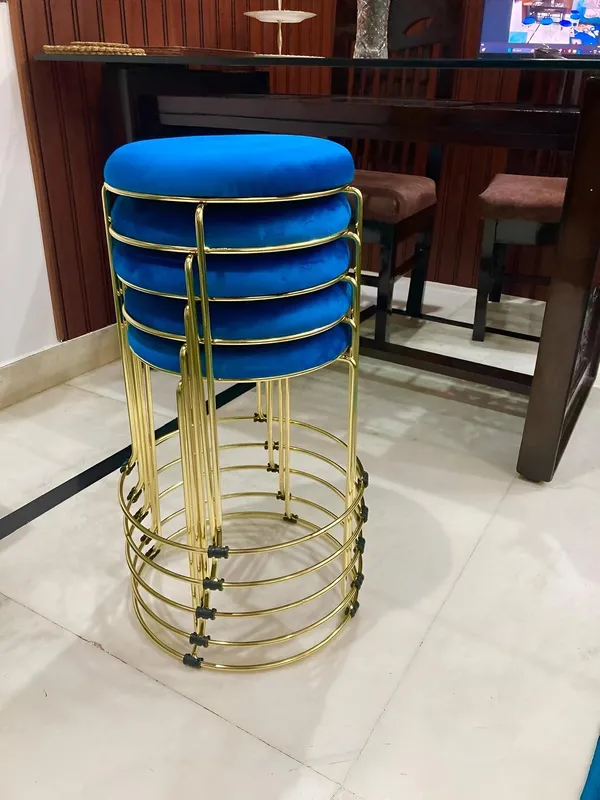 Mlu_Round_Velvet_Golden_Swivel_Stools_Set_Of_5_Blue_And_Golden_For_Home_Office_Bar_Kitchen_Dining_Room_And_Salon_Commercial_Stool