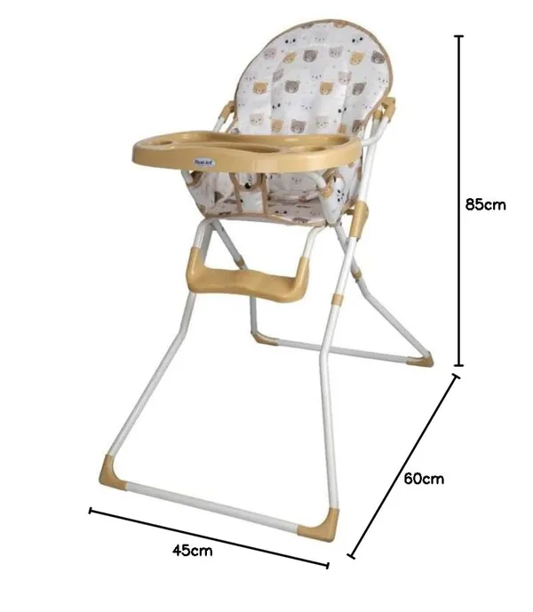 Mlu_Foldable_Baby_High_Chair_Bear_Print_Pattern_Beige_And_White_Adjustable_Feeding_Tray