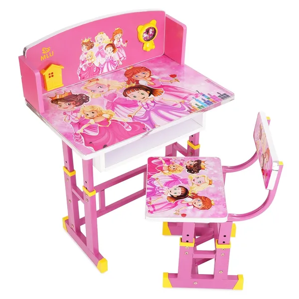 Mlu_Kids_Study_Table_And_Chair_Set_Height_Adjustable_Pink_And_White_With_Storage_Shelf_Children_Desk_Kids_Functional_Table_And_Chair