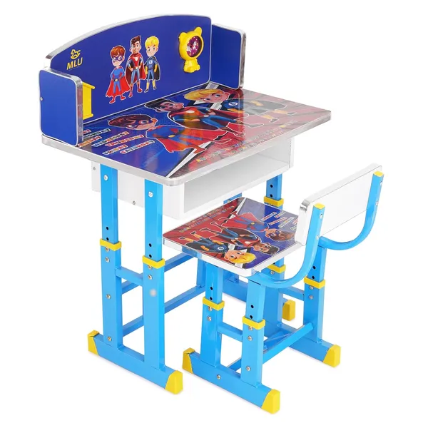 Mlu_Kids_Study_Table_And_Chair_Set_Height_Adjustable_Blue_And_White_With_Storage_Shelf_Children_Desk_Kids_Functional_Table_And_Chair