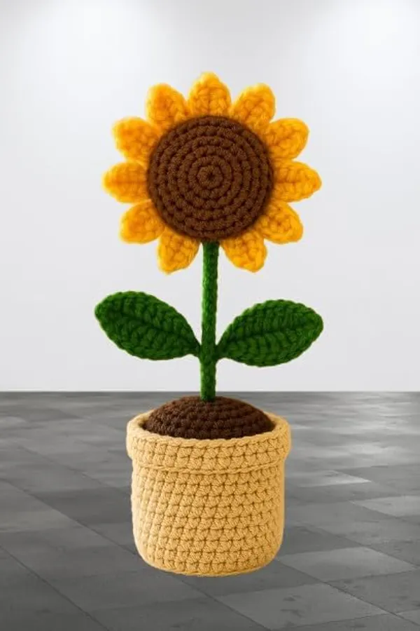 Mlu_Handmade_Crochet_Sunflower_Plant_With_Pot_Yellow_Flower_With_Green_Leaves_Decorative_Home_Decor_Car_Dash_Decoration_Pack_1_-_Pack_of_2