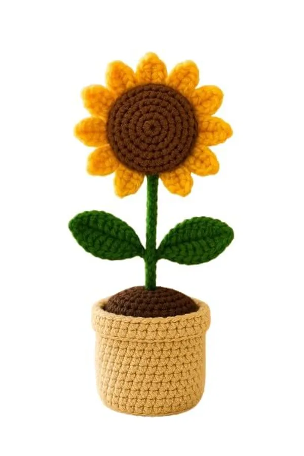 Mlu_Handmade_Crochet_Sunflower_Plant_With_Pot_Yellow_Flower_With_Green_Leaves_Decorative_Home_Decor_Car_Dash_Decoration_Pack_1_-_Pack_of_2