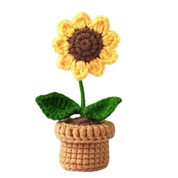 Mlu_Handmade_Crochet_Sunflower_Plant_With_Pot_Car_Dashboard_Decor_Knitted_Flower_Pot_Ornament_-_Pack_of_2
