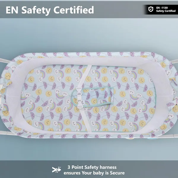 Mlu_Baby_Cradle_Bassinet_With_Remote_Control_Automatic_Swing_3_Timer_Settings_Music_And_Bluetooth_Electric_Auto_Rocking_Bassinet_Blue_And_White_Frame