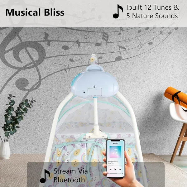 Mlu_Baby_Cradle_Bassinet_With_Remote_Control_Automatic_Swing_3_Timer_Settings_Music_And_Bluetooth_Electric_Auto_Rocking_Bassinet_Blue_And_White_Frame