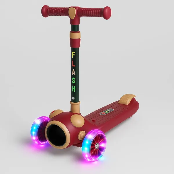 Mlu_Flash_3_Wheel_Kids_Scooter_With_Led_Light_Up_Wheels_Underbody_Lights_Music_Adjustable_Handlebar_Foldable_Kick_Scooter_For_Boys_Girls_Red_Gold