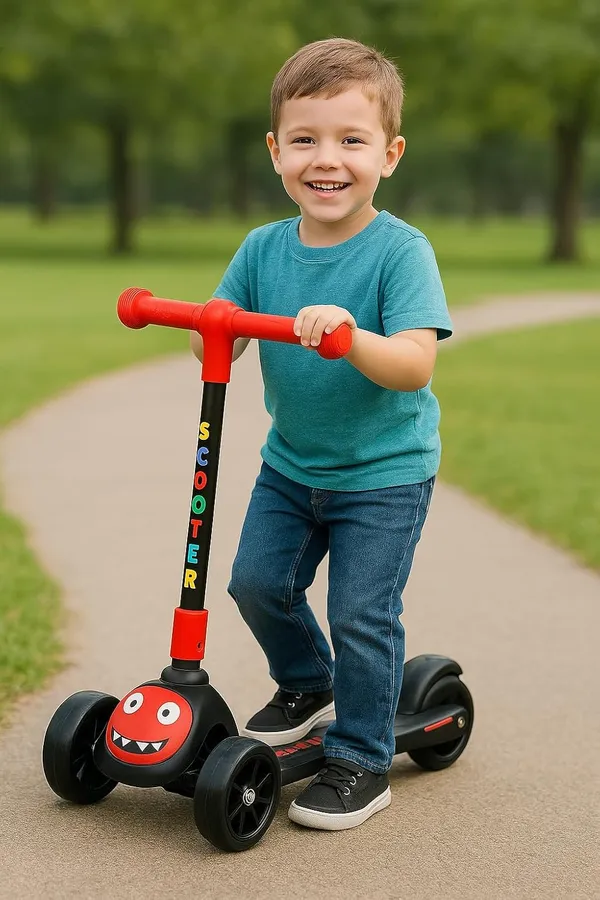 Mlu_Kids_3_Wheel_Kick_Scooter_Led_Light_Up_Wheels_Adjustable_Height_85_Cm_Red_And_Black_Ages_3_8_Years