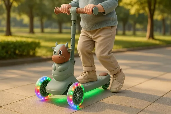 Mlu_Kids_Scooter_With_Led_Light_Up_Wheels_And_Music_Cow_Design_Handle_Height_Adjustable_Pista_Green